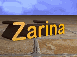 a 3d rendering of the name zarina on a brick floor