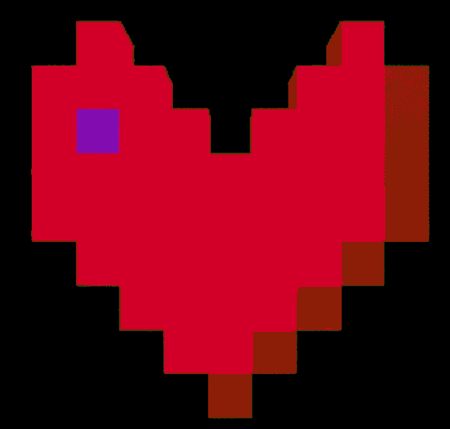 a green pixelated heart with a white square in the middle