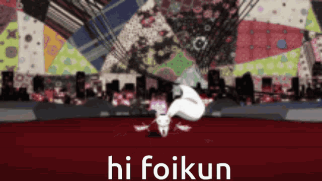 a red background with the words hi foikun in white