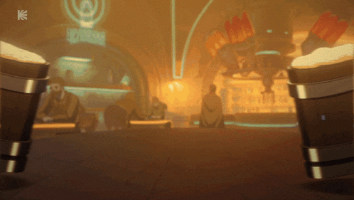 a blurred image of a bar with the letter k on the bottom