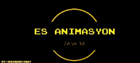a black background with a yellow circle that says 2d ve 3d on it