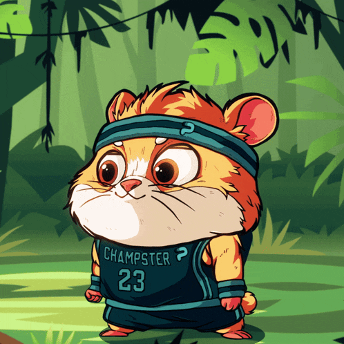 a cartoon of a hamster wearing a champster jersey