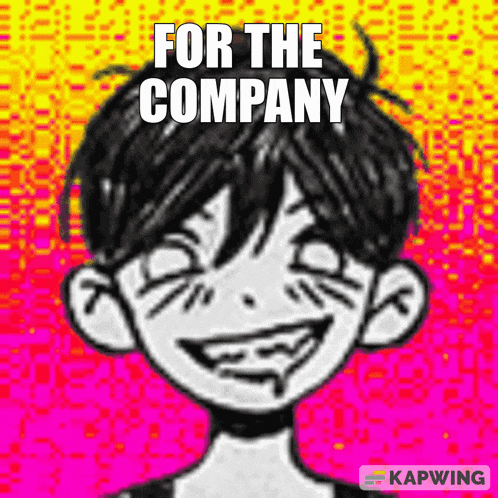 a black and white drawing of a boy with the words " for the company " written above him