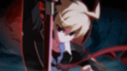 a close up of a cartoon character holding a sword .