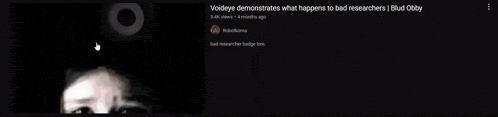 a youtube video titled voideye demonstrates what happens to bad researchers blue obby
