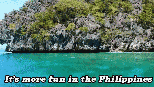 a picture of a tropical island with the words " it 's more fun in the philippines " below it