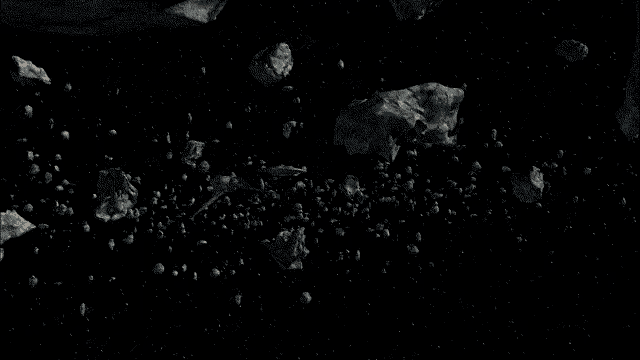 a black and white image of a space ship flying through the stars