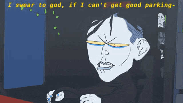 a cartoon character with the words into an enbankment wall written above him