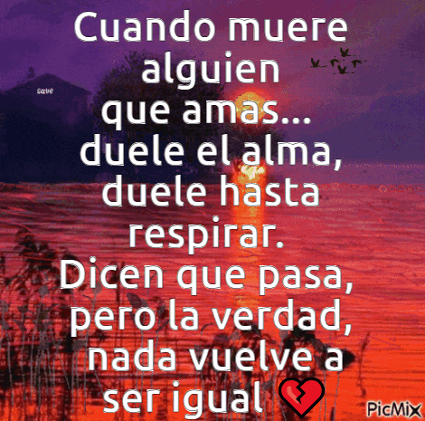a picture of a sunset with the words " cuando muere alguien que amas "