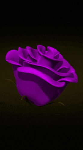 a purple rose against a black background with a yellow stem