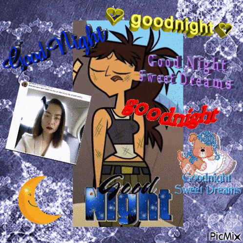 a picture of a girl with the words goodnight sweet dreams on it