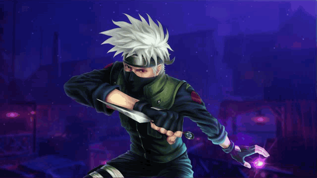 a drawing of a ninja holding a knife in his hand