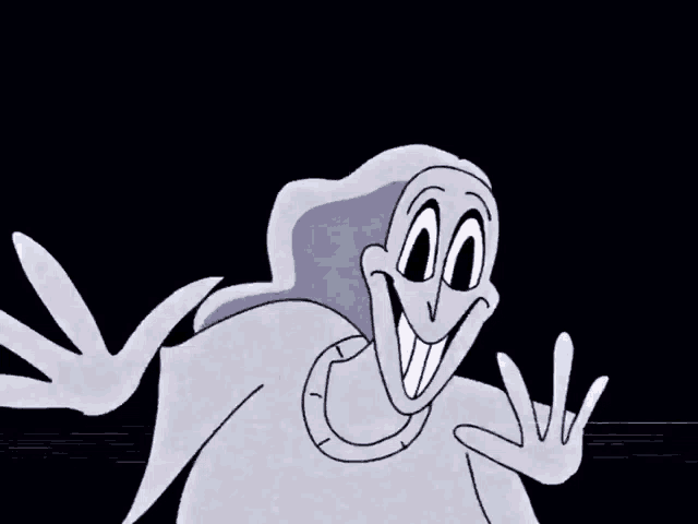 a cartoon of a ghost with a huge smile on his face