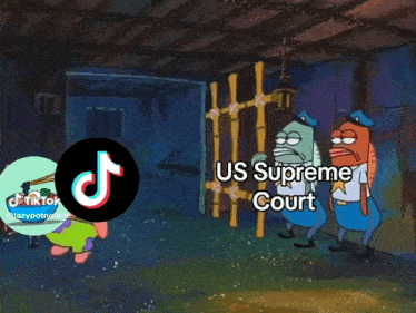 a cartoon of spongebob and patrick with a tiktok logo