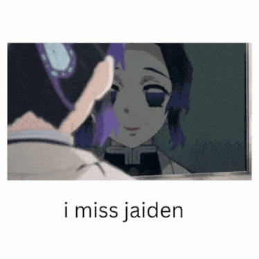 a picture of a girl looking at herself in a mirror with the words i miss jaiden