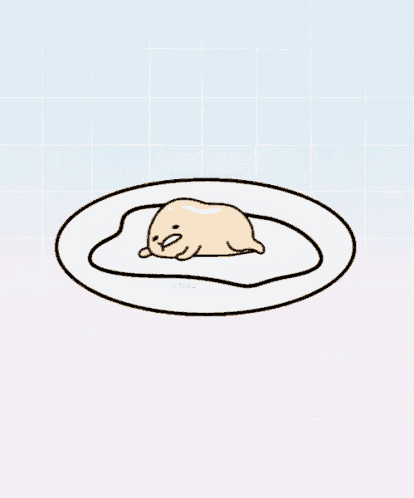 a cartoon drawing of a sleeping egg on a plate ..