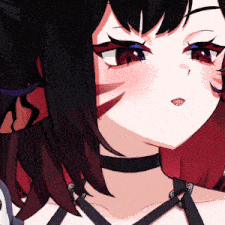 a close up of a girl with a choker on her neck