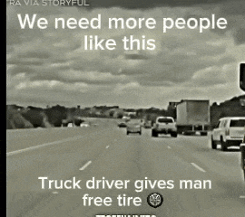 a black and white photo of a highway with the caption " we need more people like this "