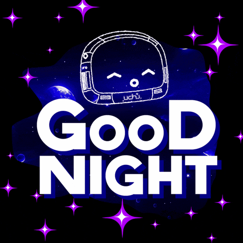 a poster that says good night with an astronaut sleeping