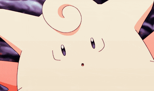 a close up of a cartoon character with a swirl on its head