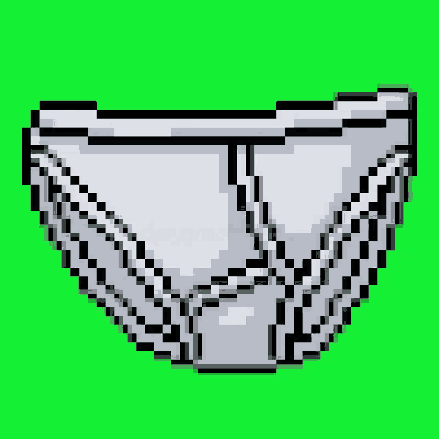 a pixel art drawing of a pair of underwear on a green screen