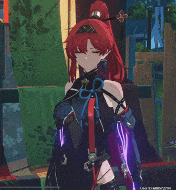 a girl with red hair and purple eyes has a user id of 6000572704