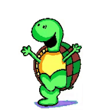 a green turtle is surrounded by red hearts .