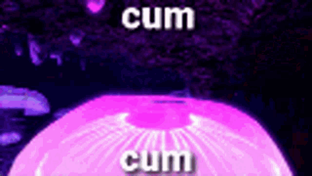 a picture of a purple object with the words cum cum written on it .