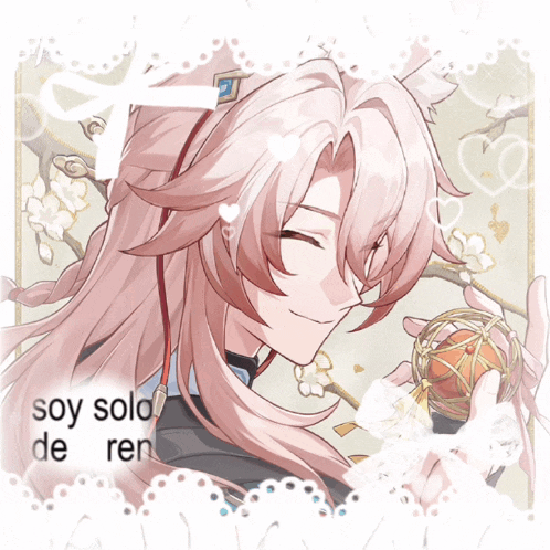 a picture of a girl with long hair and the words soy solo de ren on the bottom