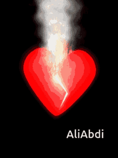 a red heart with the name aliabdi on the bottom
