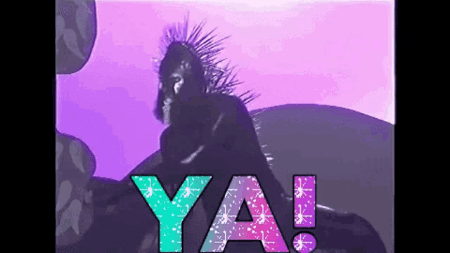 a purple background with a cactus and the words ya