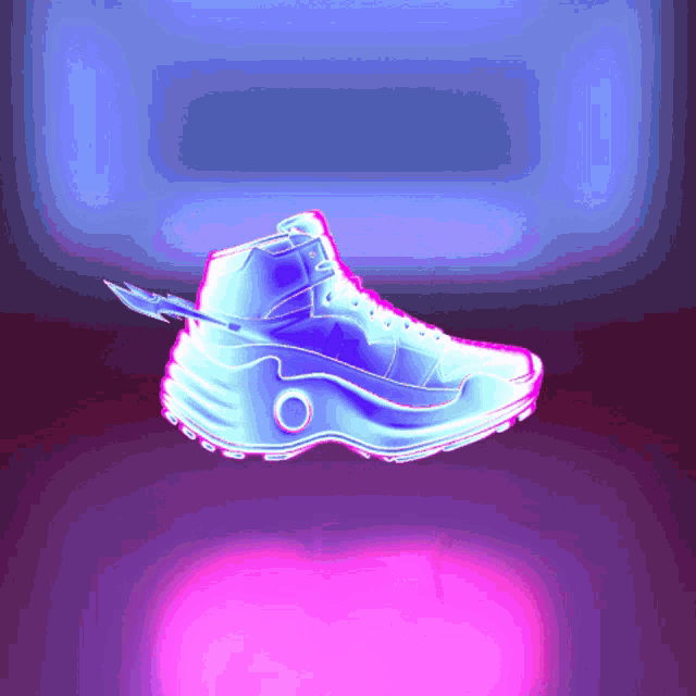 a glowing shoe with a wing on the side