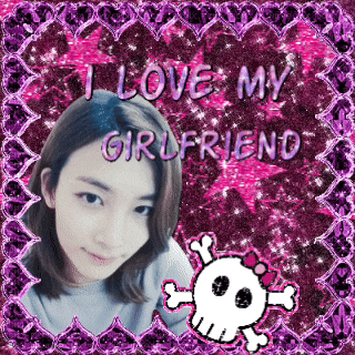 a picture of a girl with the words " i love my girlfriend "