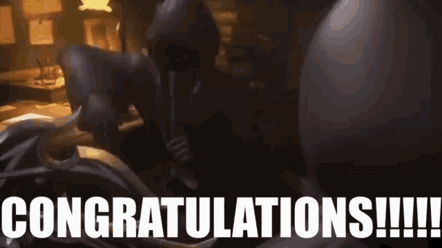 a congratulations message is being displayed on a screen
