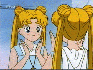 a cartoon girl is looking at herself in a mirror with rtl2 written on the bottom