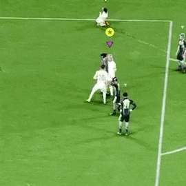 a group of people are playing soccer on a field .