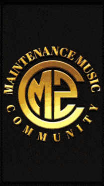 a logo for maintenance music community is shown on a dark background
