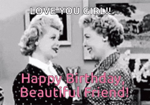 a black and white photo of two women standing next to each other with the words `` love you girl ! ''