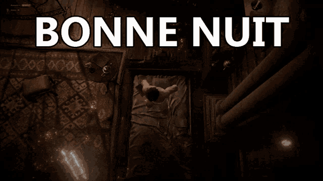 a dark room with the words bonne nuit written on it