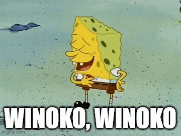 a cartoon of spongebob with the words winoko winoko above him
