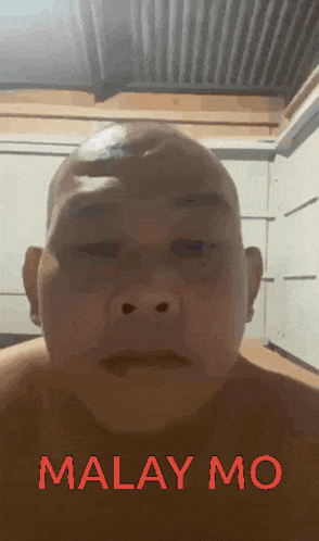 a bald man with the word malay mo on the bottom right