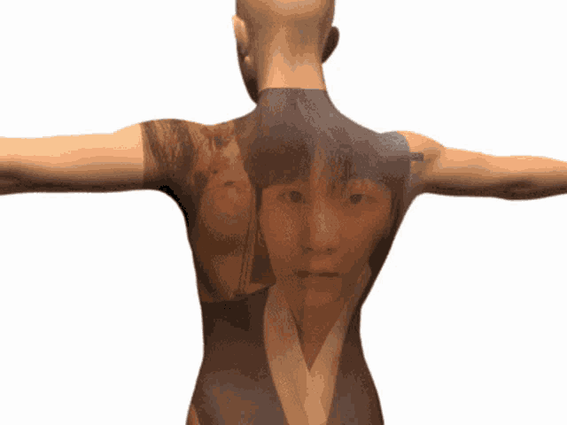 a 3d model of a person with a tattoo on the back of their back