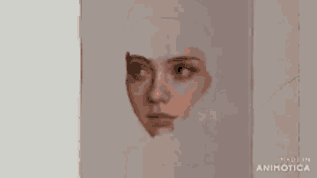a person is painting a woman 's face on a canvas with a brush .