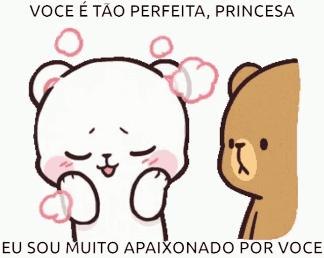 a cartoon of a teddy bear with the words " eu sou muito apaixonado por voce " on it