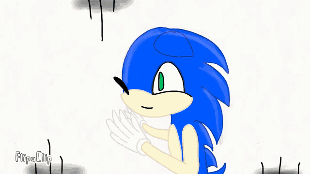 a cartoon drawing of sonic the hedgehog with a flipa clip watermark