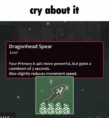 a screenshot of a video game with the words cry about it