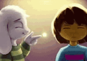 a goat and a girl are standing next to each other and talking to each other .