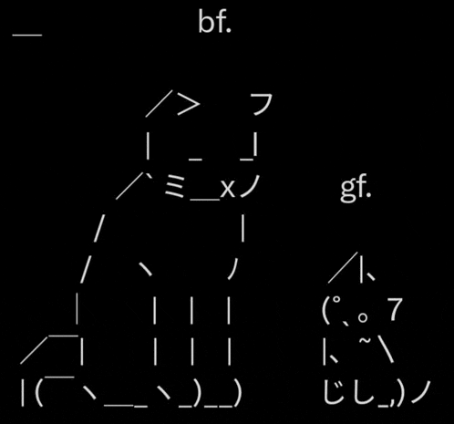 a drawing of a giraffe with the words bf and gf written in white on a black background