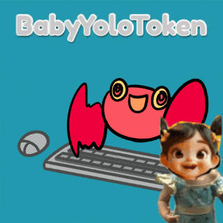 a cartoon of a baby standing next to a keyboard with the words baby yolotoken written on it