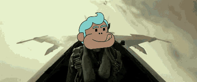 a cartoon of a monkey in a plane